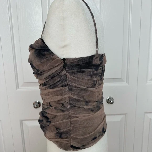 Zara Brown Ruched Crop Camisole - Picture 4 of 10